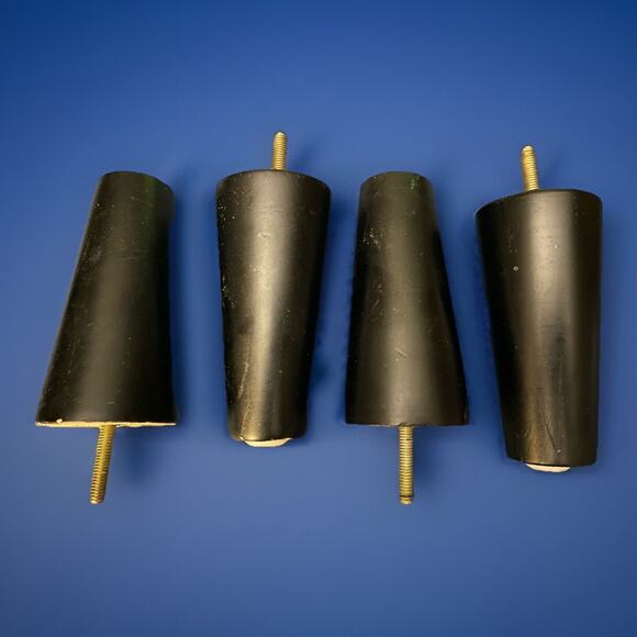 4 Black Wood Tapered Legs 5" Long Wooden Mid Century Modern Style - Picture 2 of 2